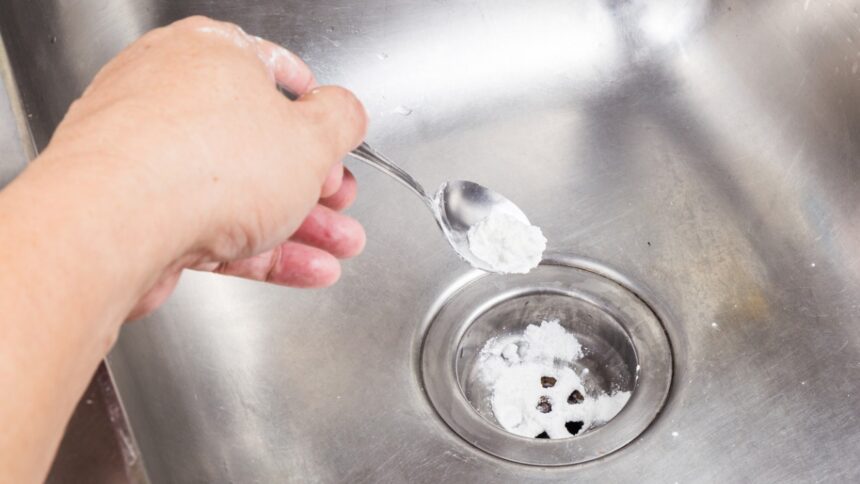 Házi duguláselhárítás szódabikarbónával a mosogató lefolyójánál